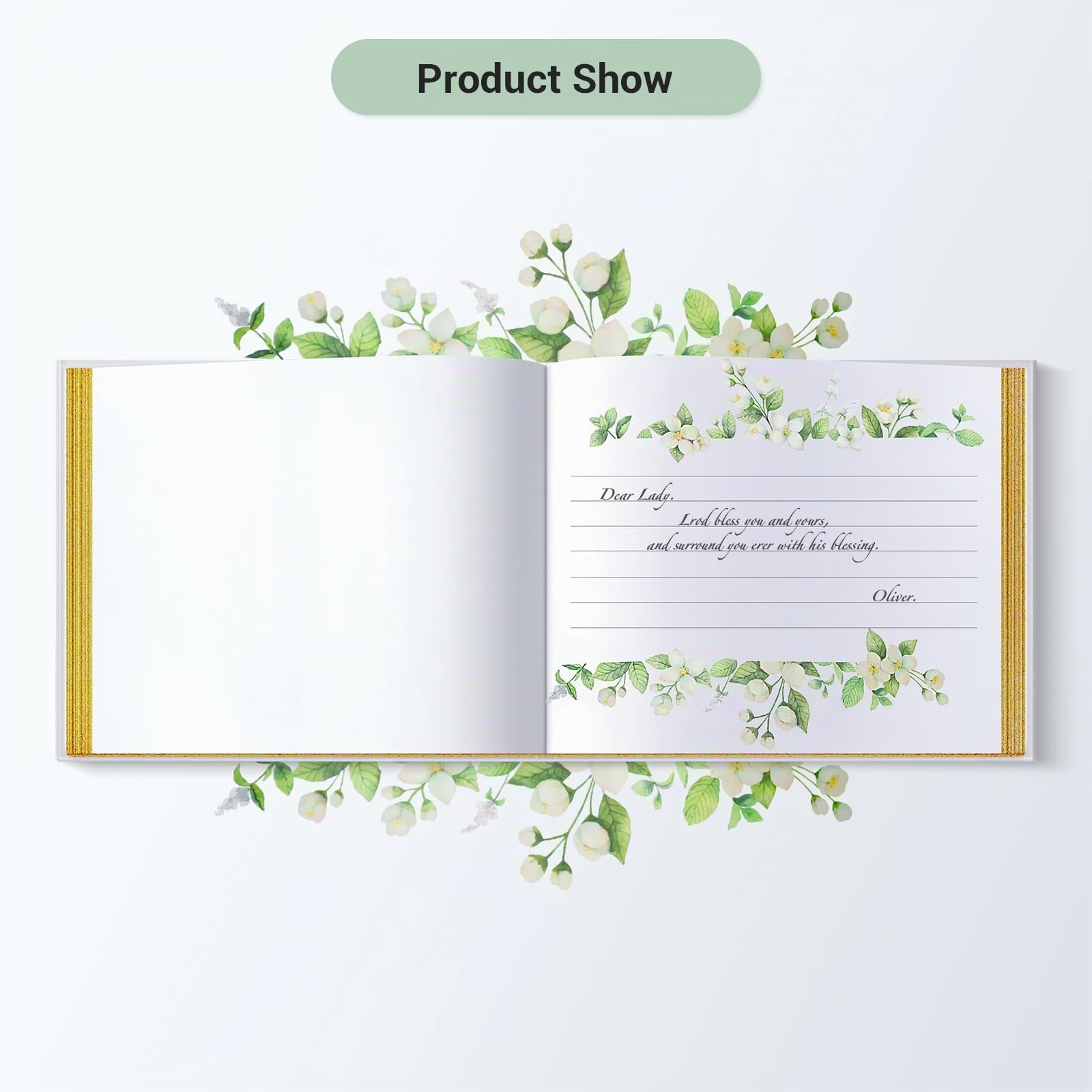 Guest Book, Wedding Guestbook, con Lamina d'oro e Bordi Dorati e Nastro d'oro, Copertina Rigida (9,1x7,1 Pollici)