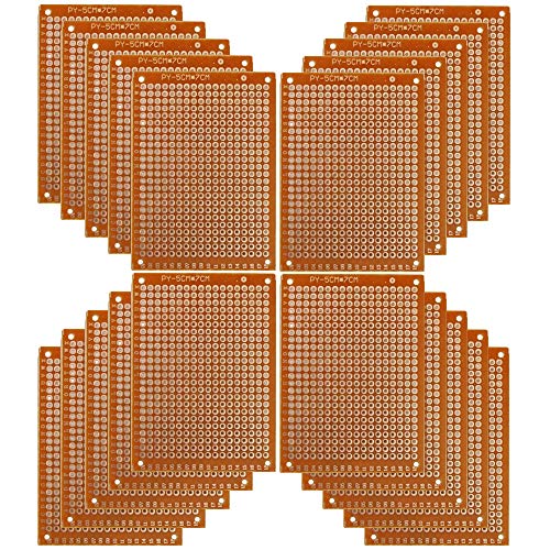 Copper Perfboard 20 PCS Paper Composite PCB Boards (5 cm x 7 cm) Universal Breadboard Single Sided Printed Circuit Board for Prototyping and Electronic Making