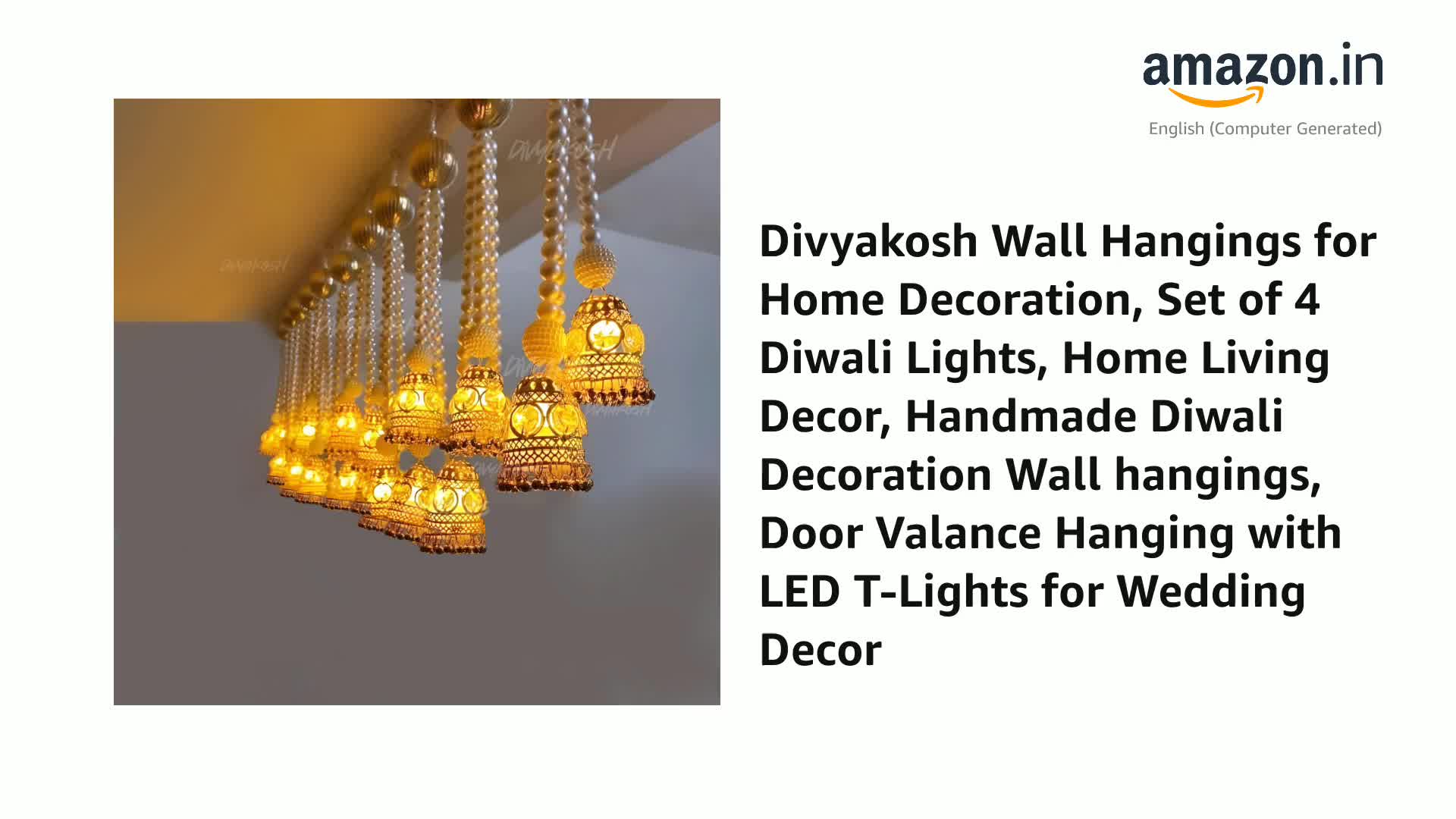 Divyakosh Artificial Marigold Garlands with Bells & Rajnigandha,Pack of 5 Strings, Export Quality -Perfect for Home Décor; Relgious Festival-Diwali/ Ganpati/Pooja Décor,Door Décoration