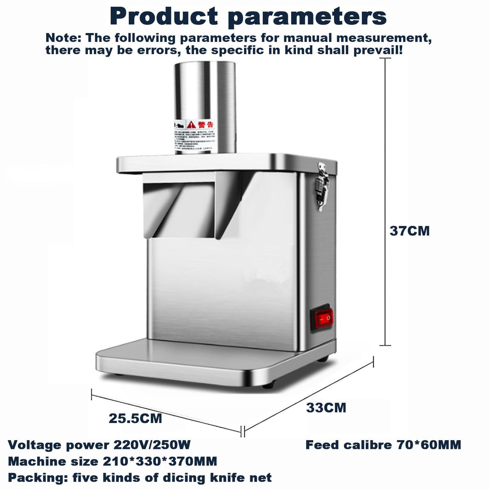 Tagliaverdure Tagliaverdure Elettrico Tagliaverdure Chopper Robot da Cucina Commerciale 250W Professionale Veggie Robot da Cucina Commerciale Taglierina Multifunzione con 5 Lame in Acciaio I
