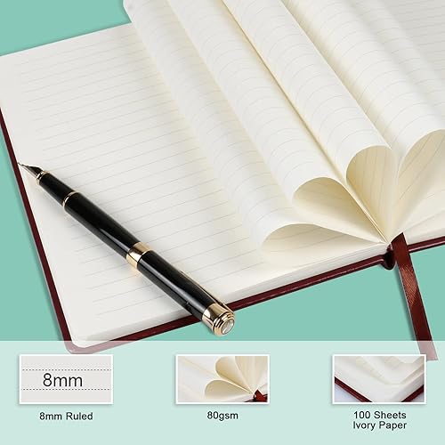 Miniatura 9 de FOROXIN - Cuaderno rayado de tapa dura, tamaño A5, con forro de 8.3 x 5.7 pulgadas, papel grueso premium de 80 gsm (100 hojas200 páginas). Tapa dura