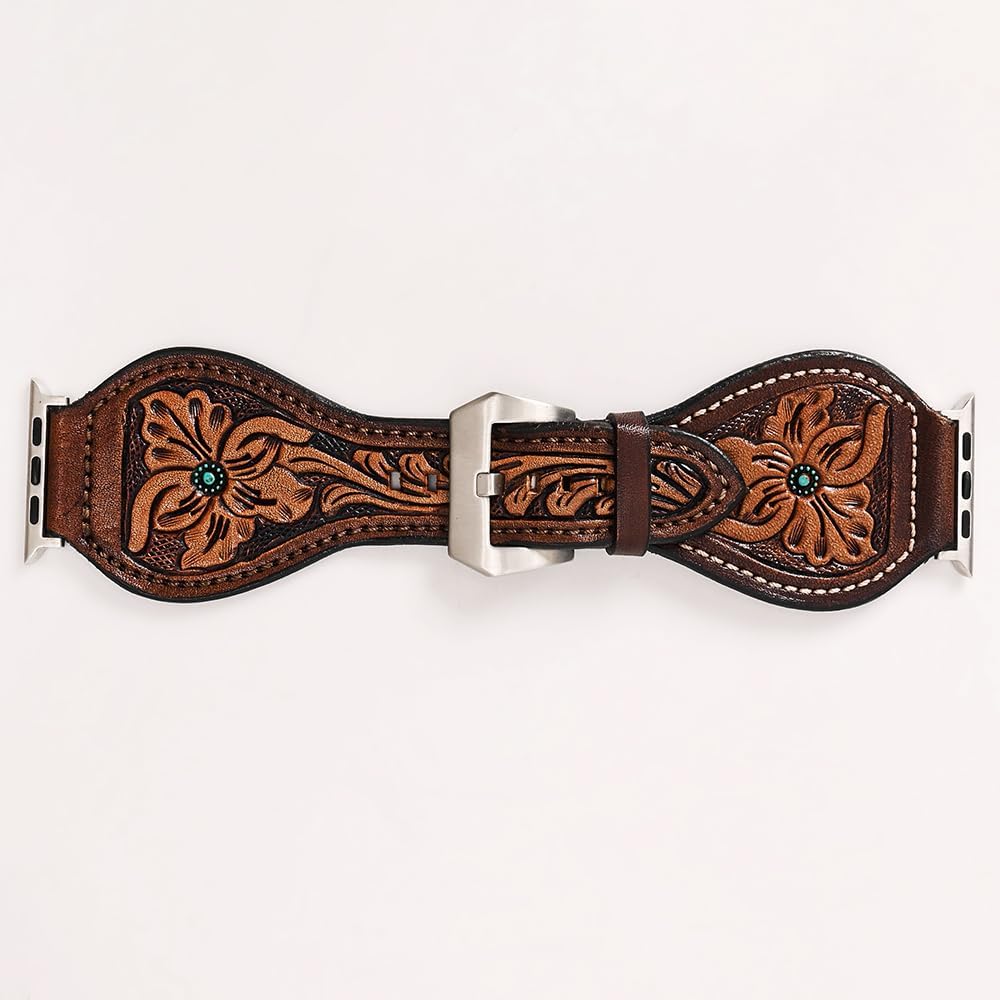 American Darling Beautifully Hand Tooled Genuine Leather I watch Strap Men and Women Unisex