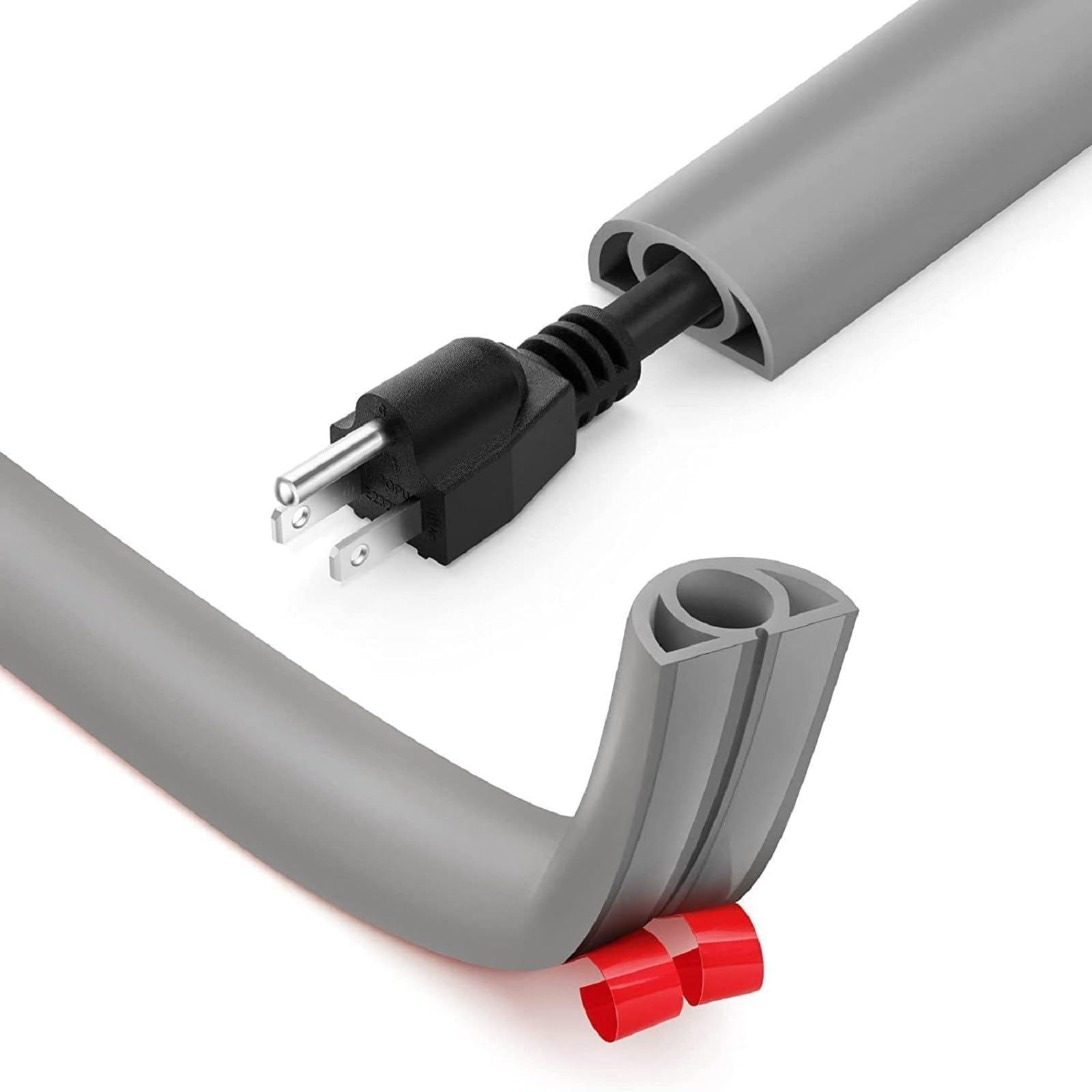 D20 PVC Flexible Cable Duct, 3-Channel Self-Adhesive Cable Bridge for Power Cords and Wires, 1/3/5 Meter Length Options, Black