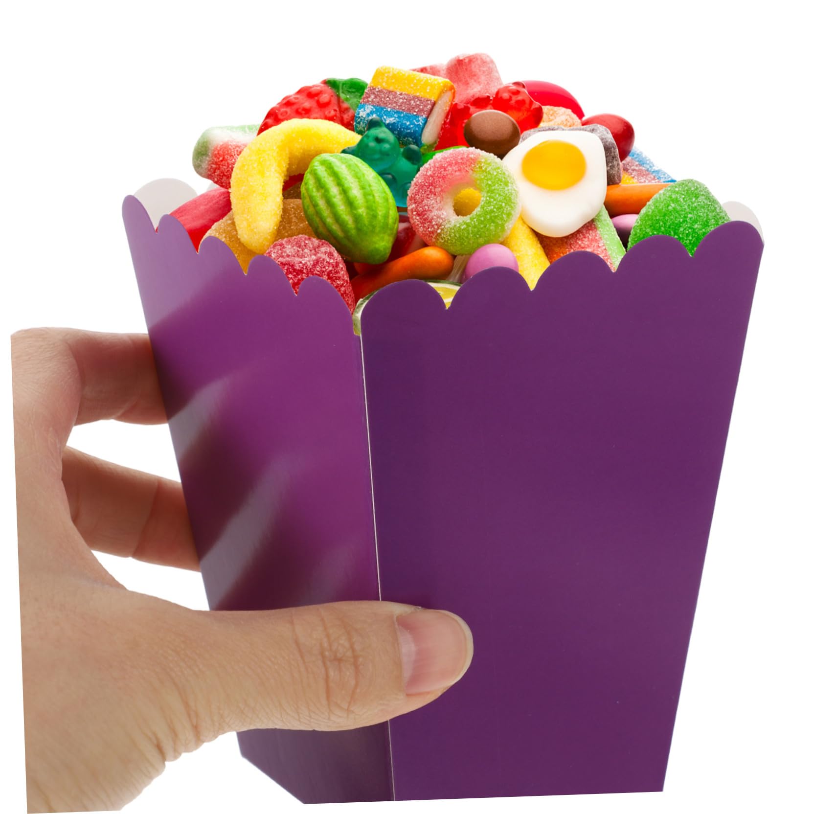 50 Scatole per Popcorn in Carta Viola, Porta Snack Leggeri Pieghevoli per Feste e Cinema, Contenitori Semplici per Caramelle e Biscotti, Confezioni Porta Popcorn per Eventi e Uso