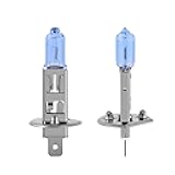 NEWBROWN H1 Headlight Bulb Halogen Bulb 5000K Super White Light Long Life Replacement P14.5S 12V/55W (H1, 2 Pack)