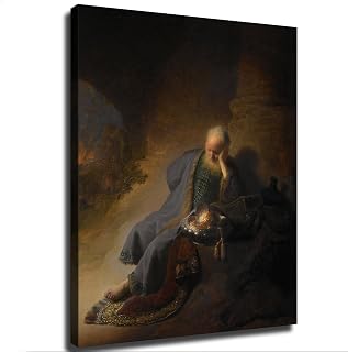 NikkOh Jeremiah Lamenting The Destruction of Jerusalem By Rembrandt Poster Canvas Painting Wall Art Picture Gift Bedroom Home Aesthetic Decoration (Unframed,24×32inch)