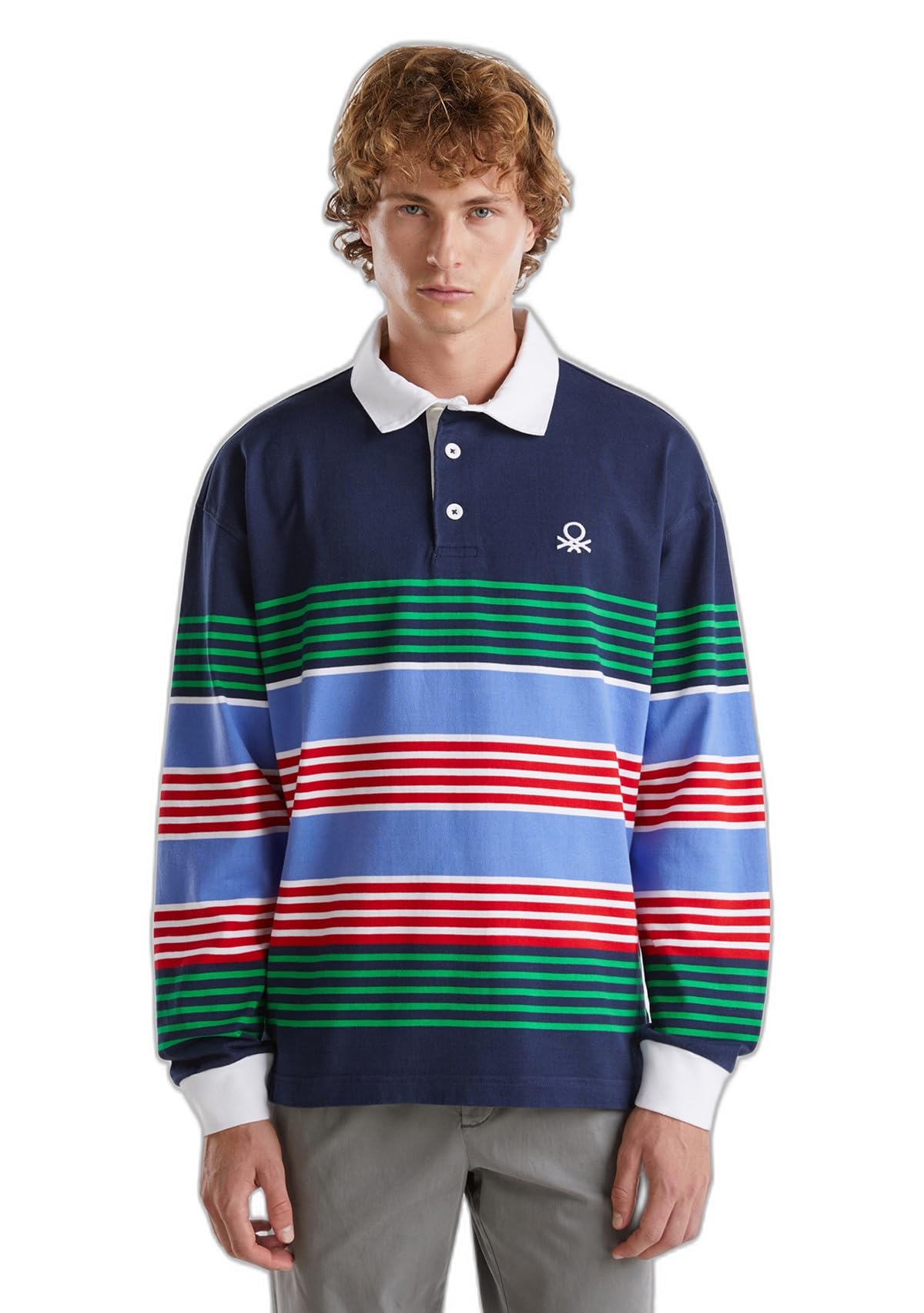 United Colors of Benetton Camiseta Polo M/L 3kuju301e Camisa, Turquesa, S Hombres