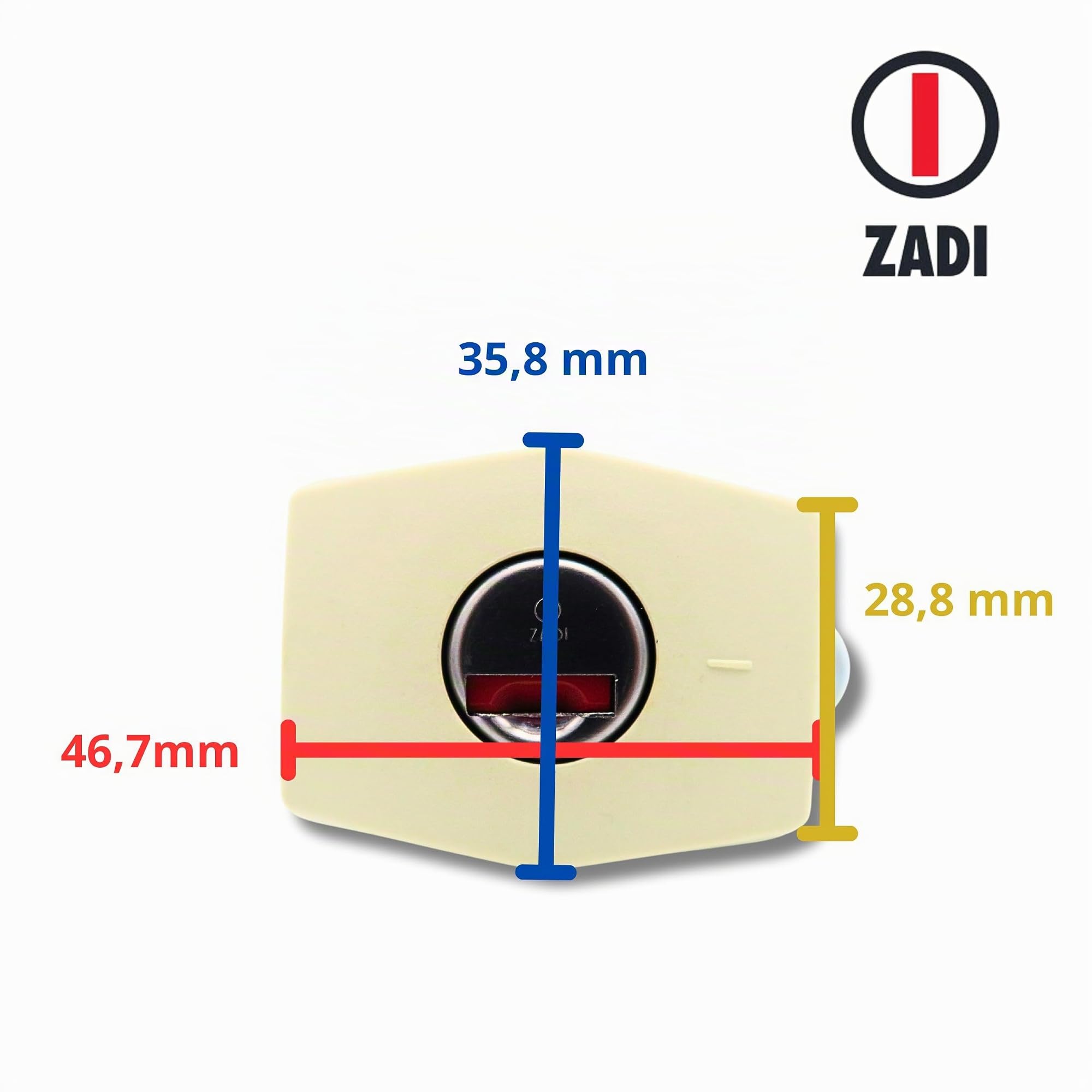 Serrure Zadi Push pour camping-car, caravane et hayon - 45 mm profondeur d'encastrement - Blanc avec cylindre et 2 clés