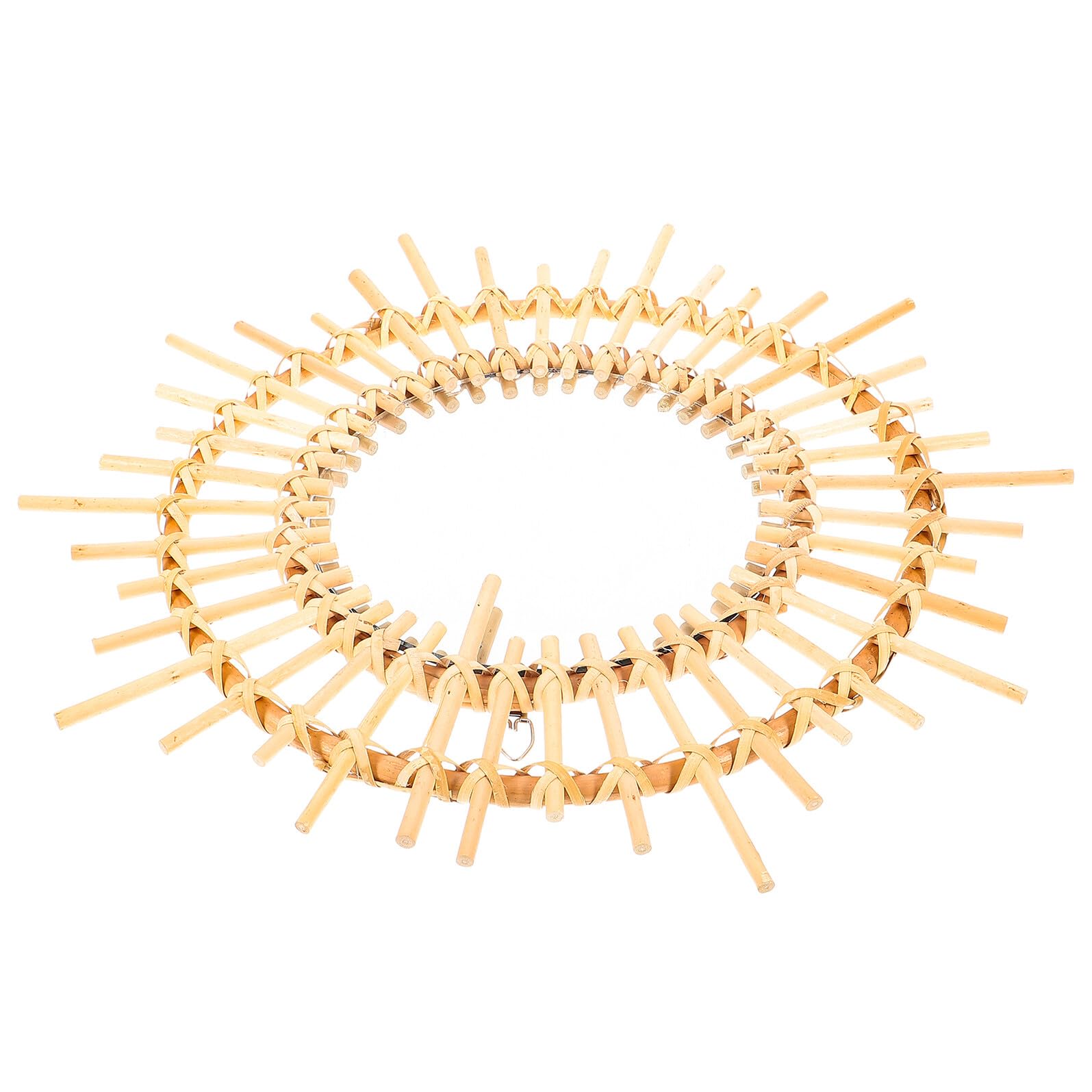 NUOBESTY Espejo de Ratán Circular de Pared 40 Cm Tejido Natural Decoración Dormitorio Baño Sala Multifuncional para Colgar Hogar