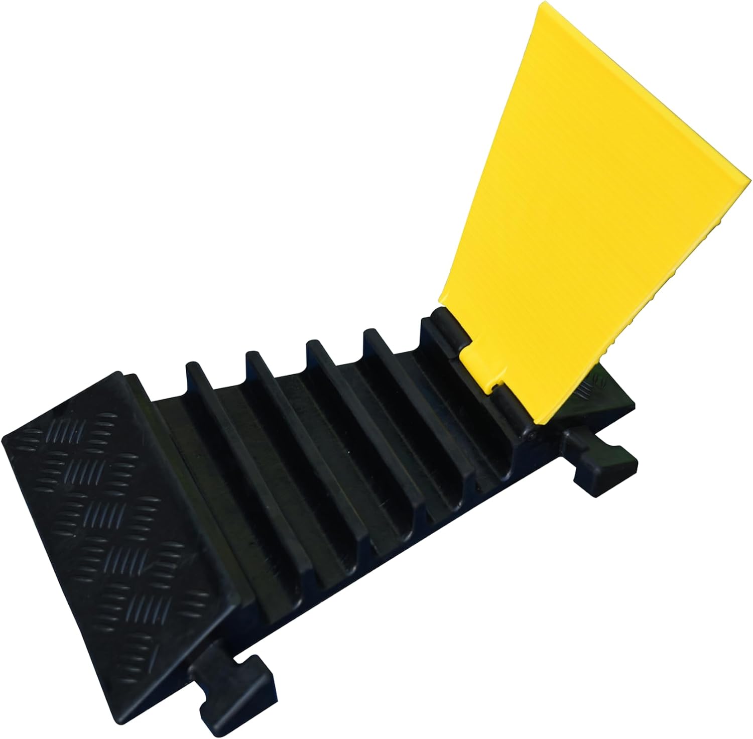 Kable Kontrol Atlas Heavy Duty Cable Protector - 22.5° Degree Left Turn - 5 Channel - CP9988 Compatible - Black & Yellow - Speed Bump and Wire Protector Turn for Indoor & Outdoor Use