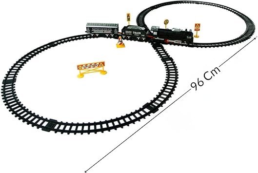 Giffy / 23 Parça Işıklı Klasik Tren Seti 96Cm 3 Farklı Ray Modeli Pilli Retro Tren raylı oyuncak full fonksiyon çocuklar için eğitici
