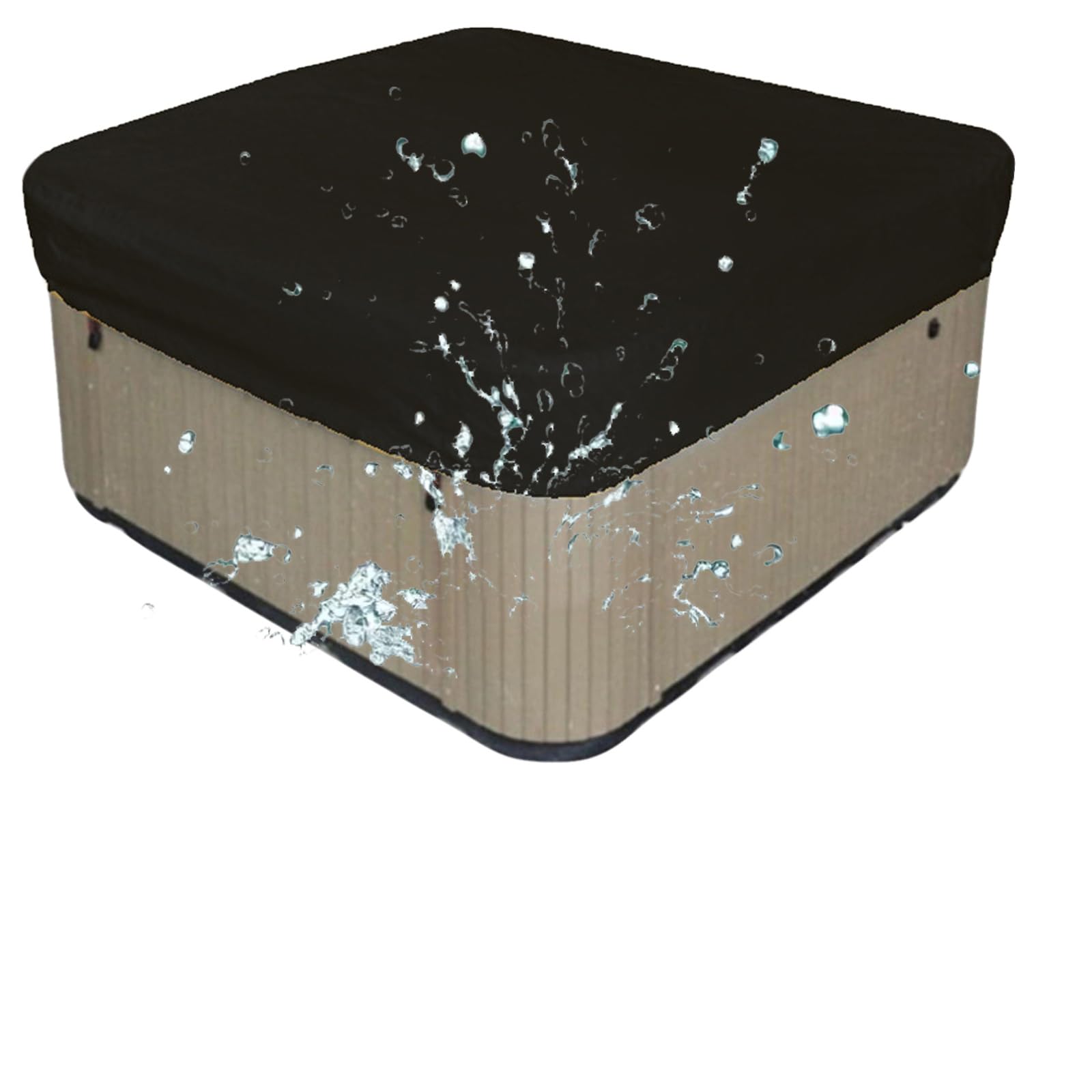 Square Hot Tub Covers for Winter, 210D oxford Swimming Pool Cover Protection,Waterproof Dustproof Large Spring Bath spa Pool Outdoor Cover Protective with Drawstring(Size:220*220*30cm,Color:Black)