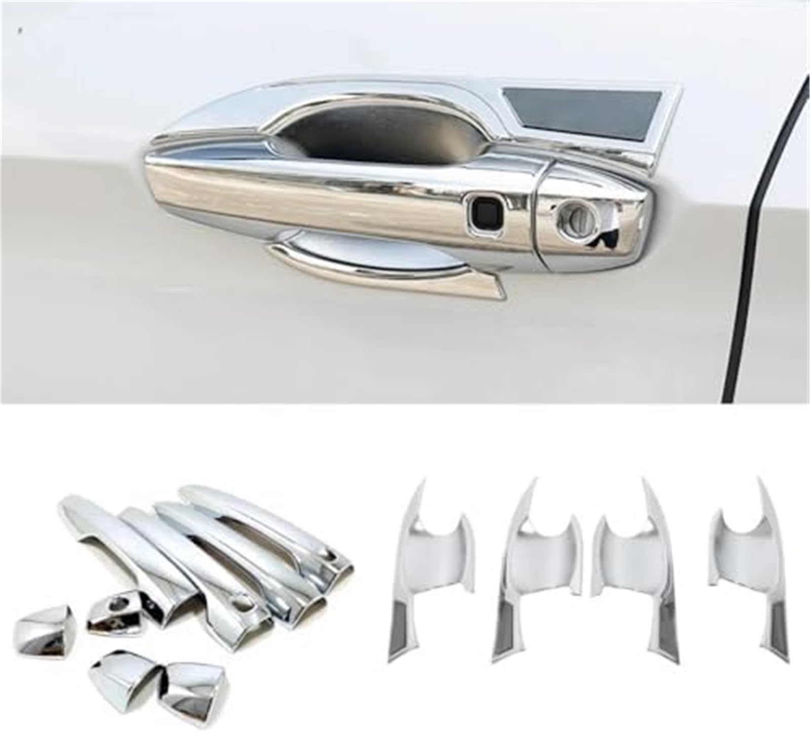 Osłona klamki zewnętrznej LHD zewnętrzna klamka dla drzwi bocznych miska zatrzaskowa listwy ochronne Abs, Mitsubishi, Outlander 2022 2023 2024(Silver Door Bowl 1)