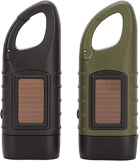Hand Crank Solar Powered Flashlight,Emergency Rechargeable LED Flashlight,Survival Flashlight, Carbiner Dynamo Flashlight Torch for Outdoor Sports Camping Climbing Hiking