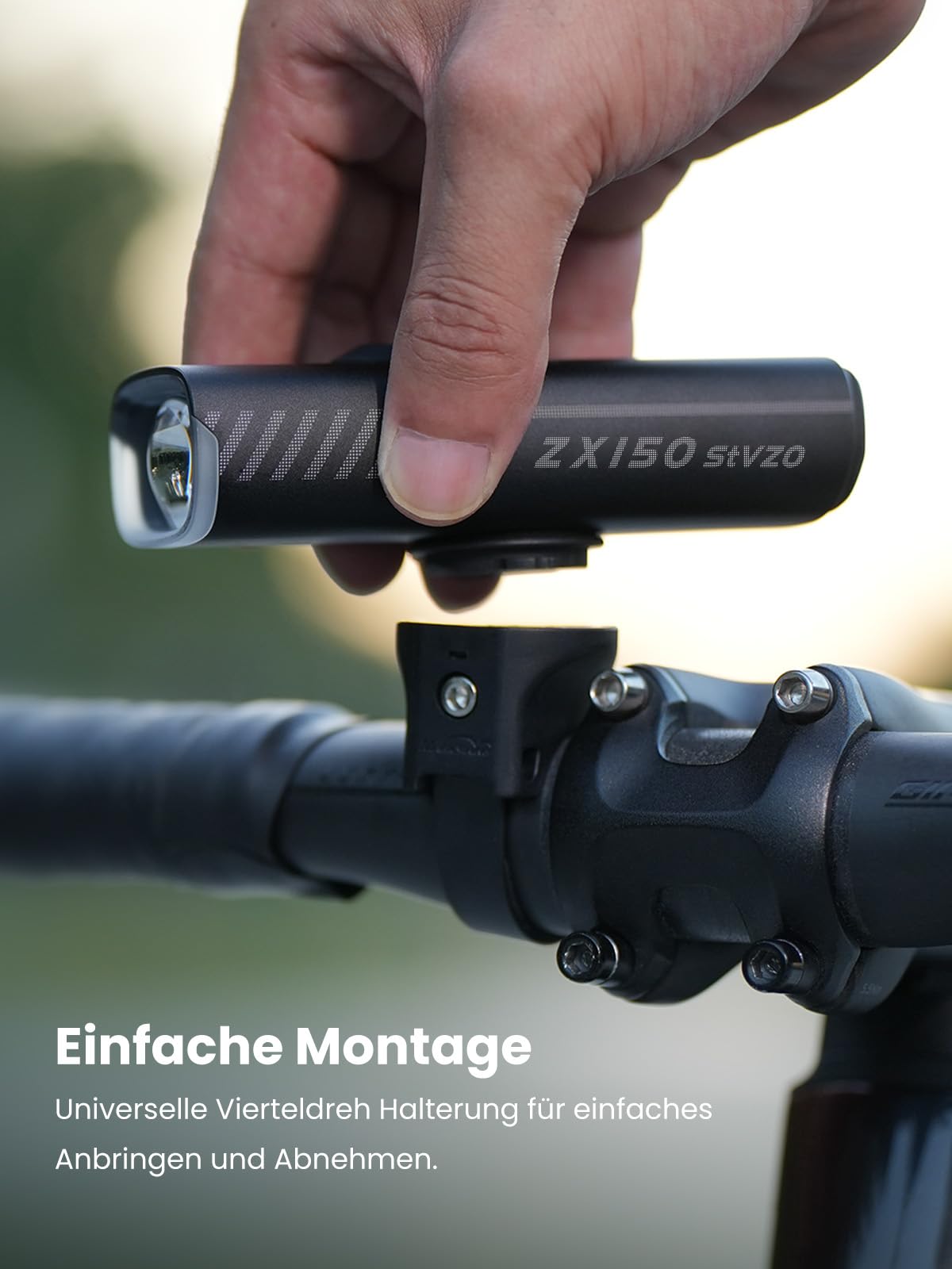 Magicshine ZX150 | LED Fahrradlicht 150 Lux | StVZO zugelassenes, akkubetriebenes Vorderlicht mit 2 Leuchtmodi | 230 m Leuchtweite, IPX6 Wasserdichtes Fahrradlichter für Kinder und Erwachsene Schwarz