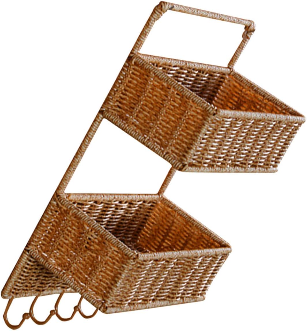 Wall Mounted Storage Basket Sleek Multi Hanging Rattan Organizer for Kitchen and Bathroom Design Space Saving for Clutter Living