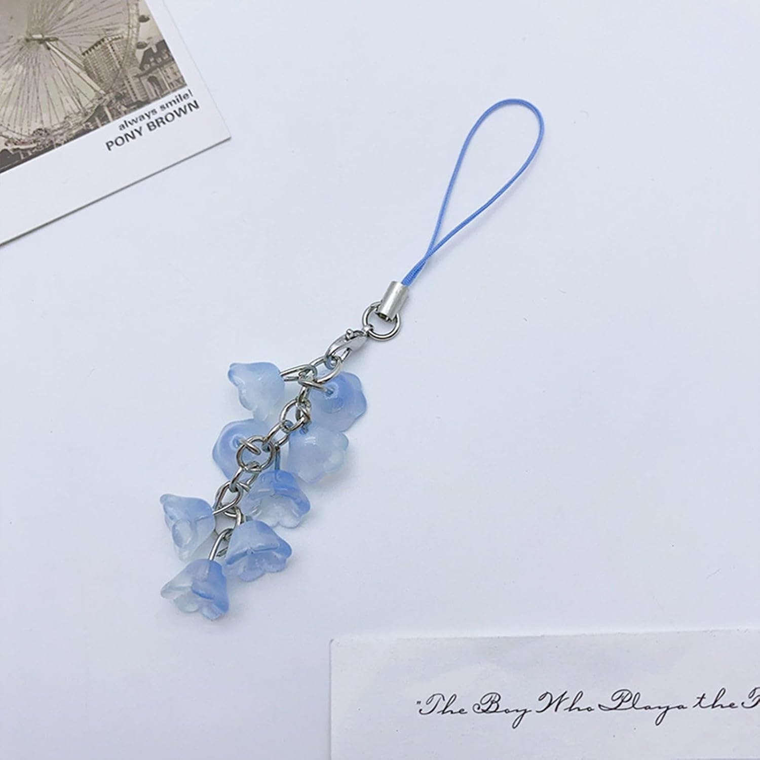 Bottone Elegant Lilys of the Valleys Flower Phone Charm Fashionable Wrist Lanyard Flower Lanyard Beautiful Chain Lilys of the Valleys Chain