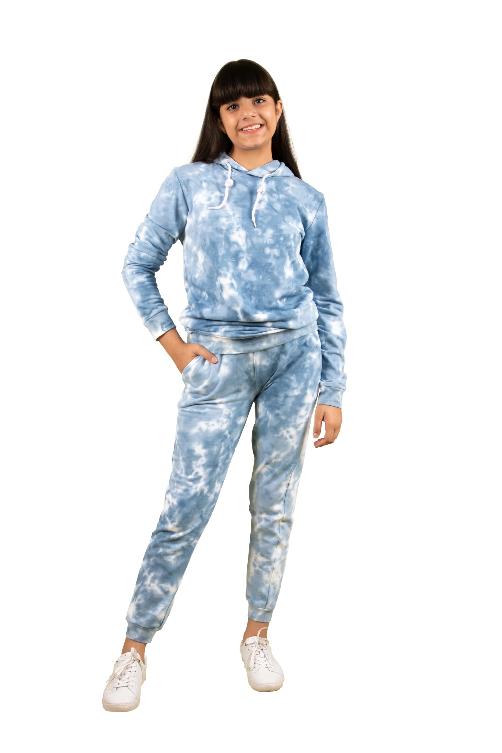 Tweeny MiniKids Girls Tie Dye Hoodie Sweatshirts | Joggers | Sweatsuit | Tracksuit Combo Set Full Sleeves for Winter Wear