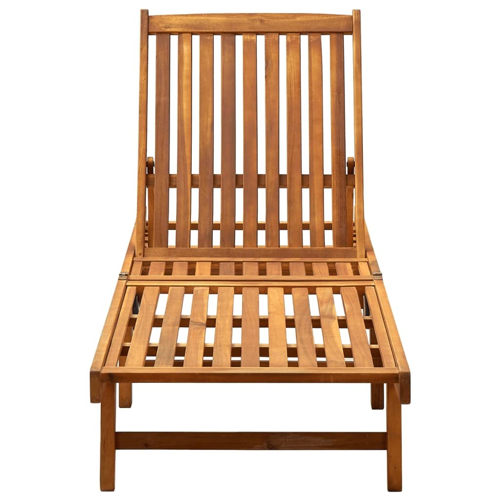 Ogrodowy leżak z poduszką lite drewno akacjowe regulowane oparcie i podnóżek składany stolik kółka do patio tarasu balkonu 200x59/63x30/62/76/85 cm beżowy