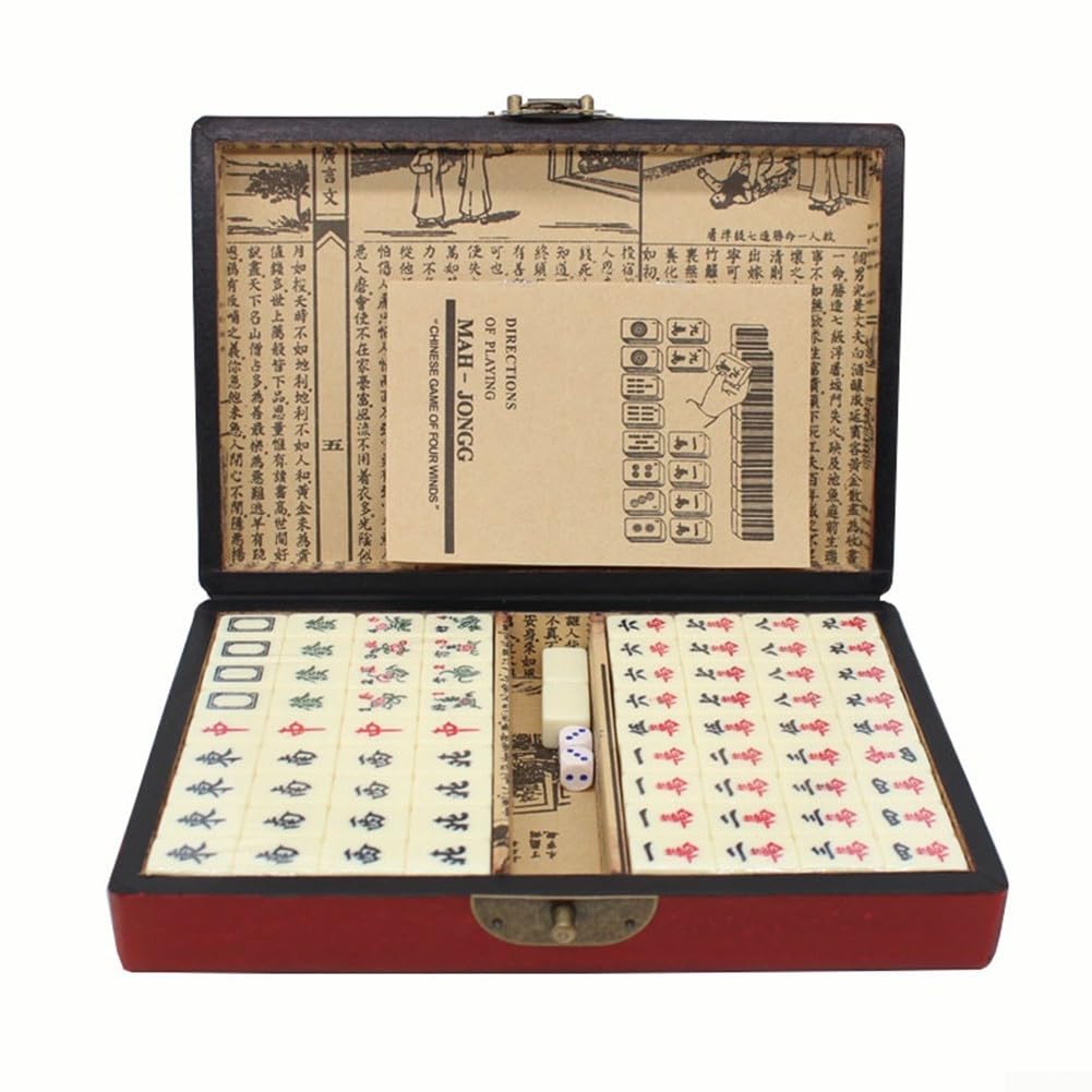 Jeu pour mahjong Portatif 144 Tuiles Mélanine Boîte Jeu pour