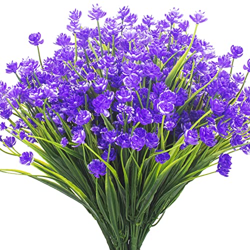 Grunyia 8 Bundles Artificial Outdoors Flowers (Blue-Daffodil) #TOP30