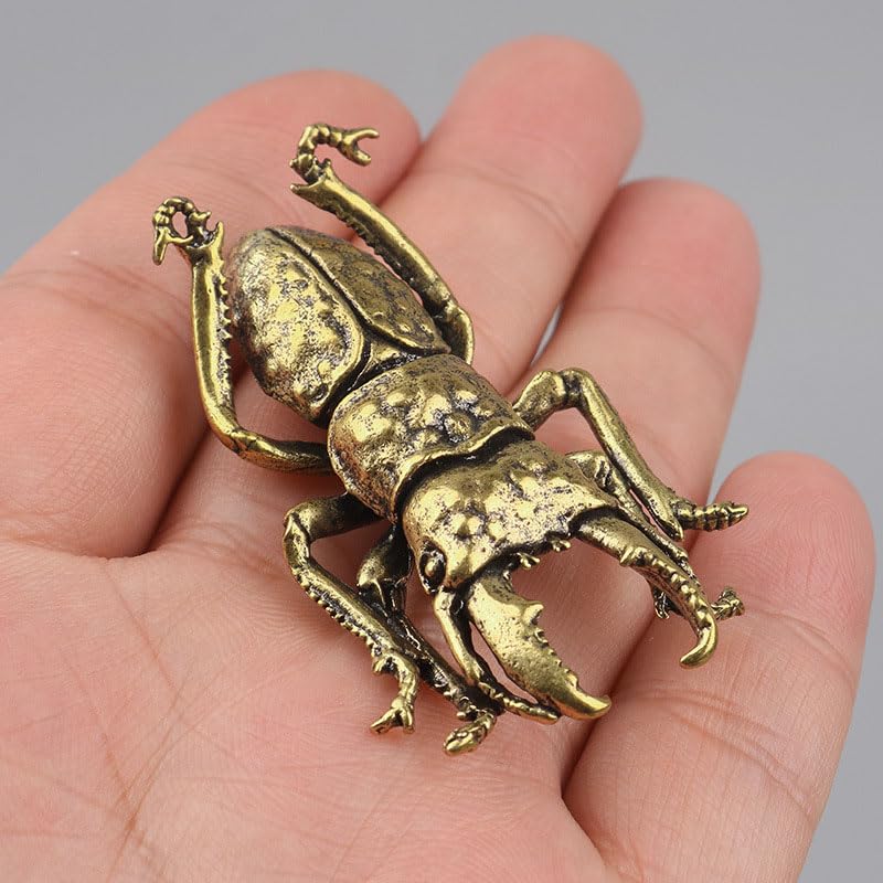 Juego de 3 estatuas mini de escarabajo bronce antiguo miniatura 4