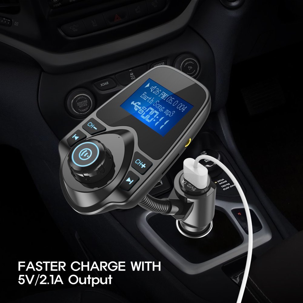 Voiture Bluetooth sans fil Transmetteur FM Radio Adapter Car Kit w écran 3,7 cm Prend en charge TF/carte SD et USB chargeur de voiture pour tous les smartphones lecteurs Audio