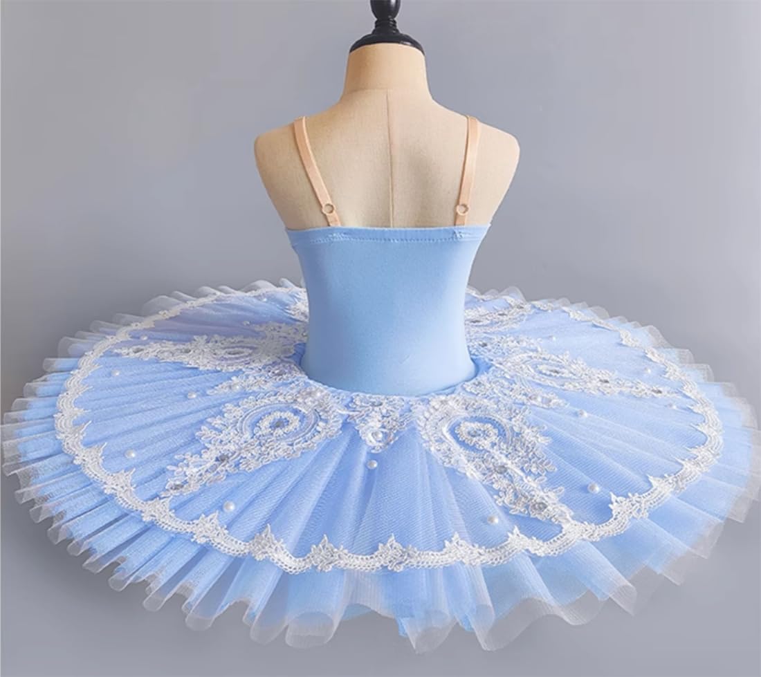 EFLALYHG Vestido de tutú Profesional de Ballet para niñas, Disfraz de Bailarina de panqueque de Lago de los Cisnes, Vestido de tutú de Ballet para Danza