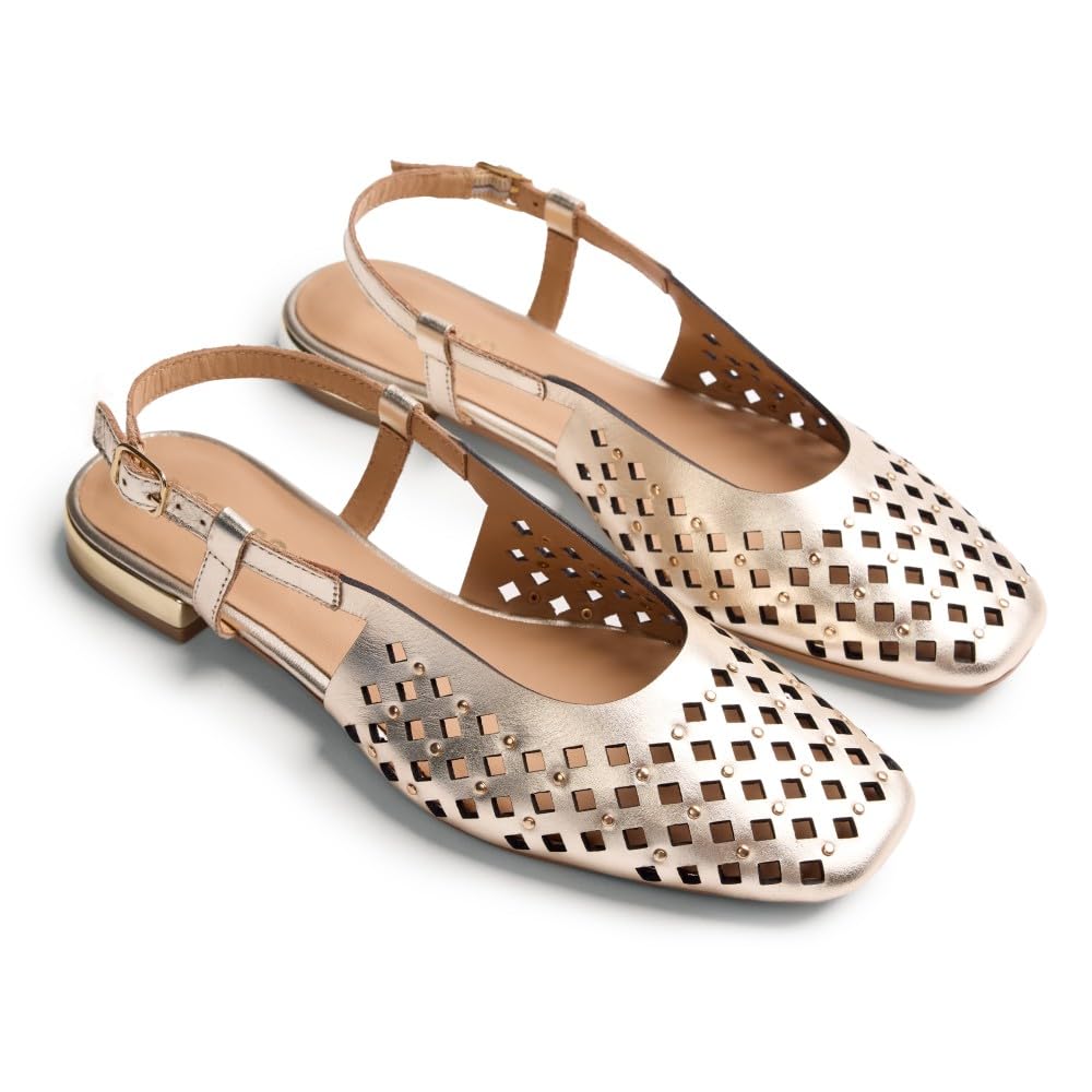 GIOSEPPO KYAKA, Women's Mary Jane Flats, Platinum, 38 EU