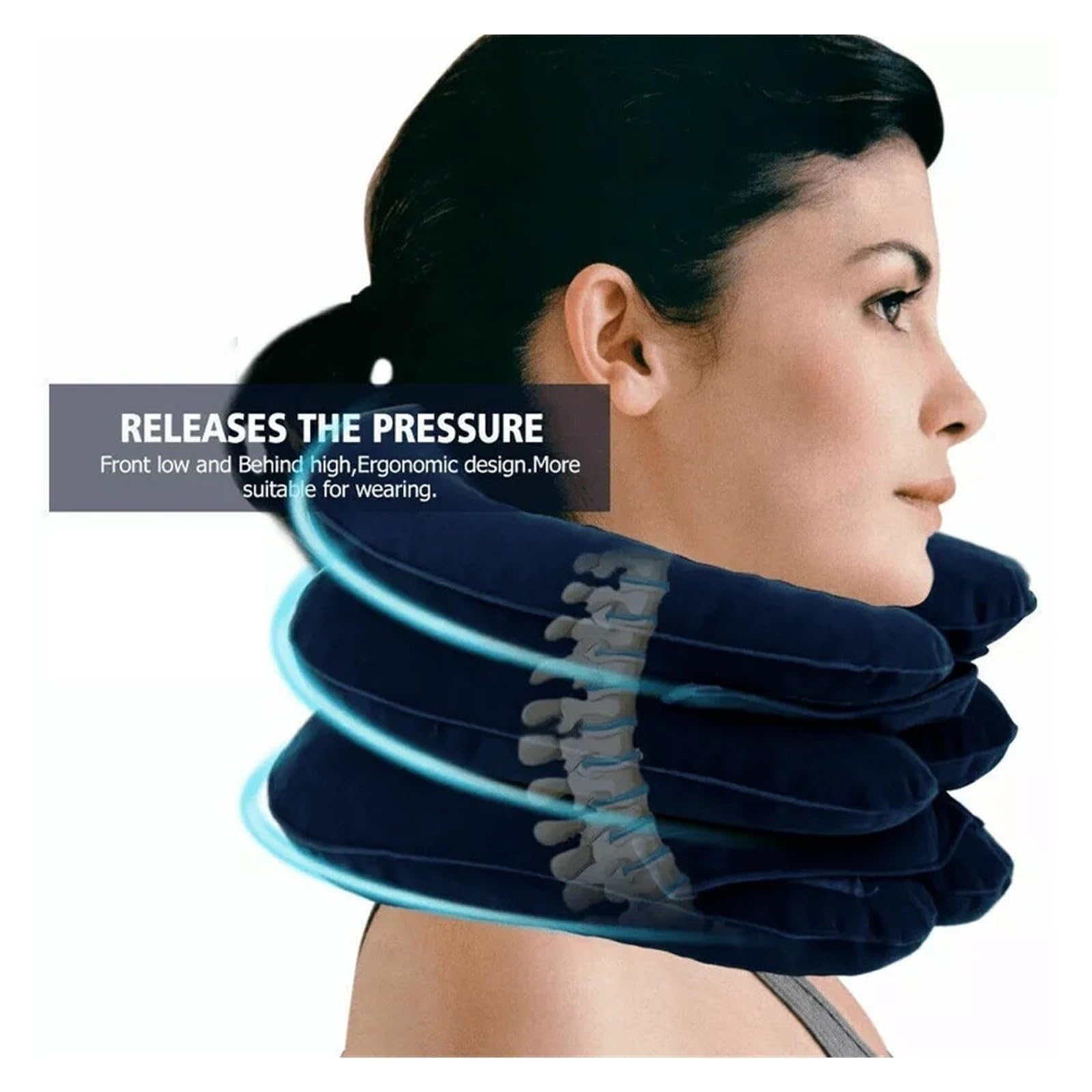 Adjustable Inflatable Neck Pillow For Travel Car Airplane