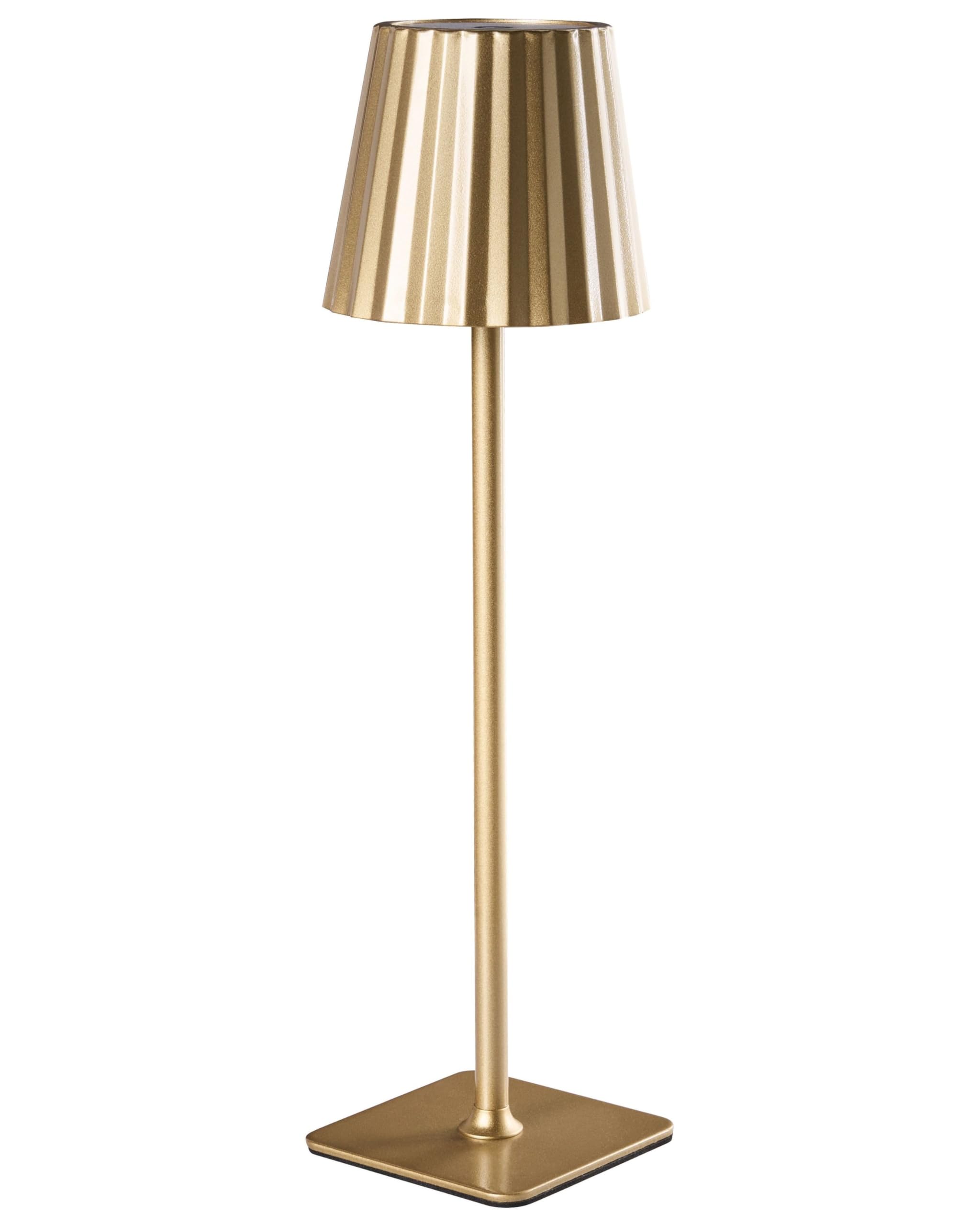 Beliani LED Tischlampe kabellos mit USB-C aufladbar Metall gold 38 cm hoch modern Outdoor & Indoor Abaro