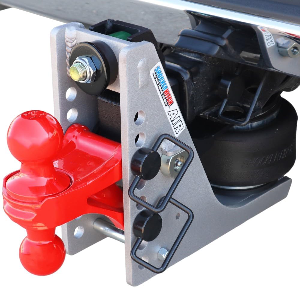 Shocker Streamline Aluminum Air Hitch & Combo Ball, Fits 2" Hitch Red Combo 2" & 2-5/16" Balls