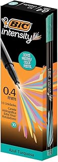 Caneta Hidrográfica, Bic, Intensity, Extra Fina, 0.4 mm, Azul Turquesa, Caixa com 10