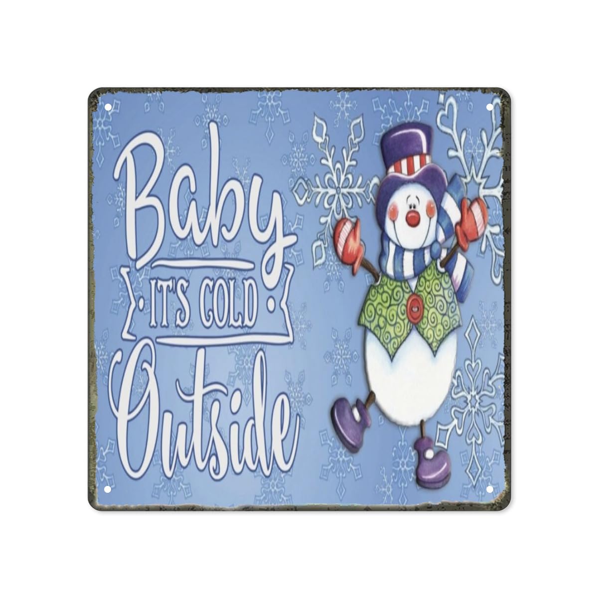 rayprint Christmas Snowman Vintage Merry Christmas Metal Tin Sign Home Bar Cafe Garage Wall Decor 12 x 12 Inch