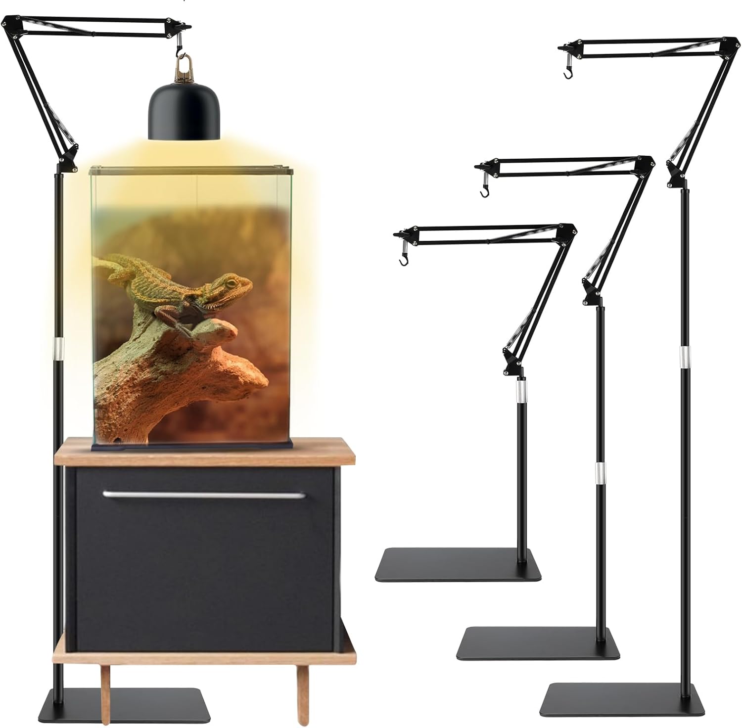 Rypet Reptile Lamp Stand Fixture Hanger 17.3"46.6" with