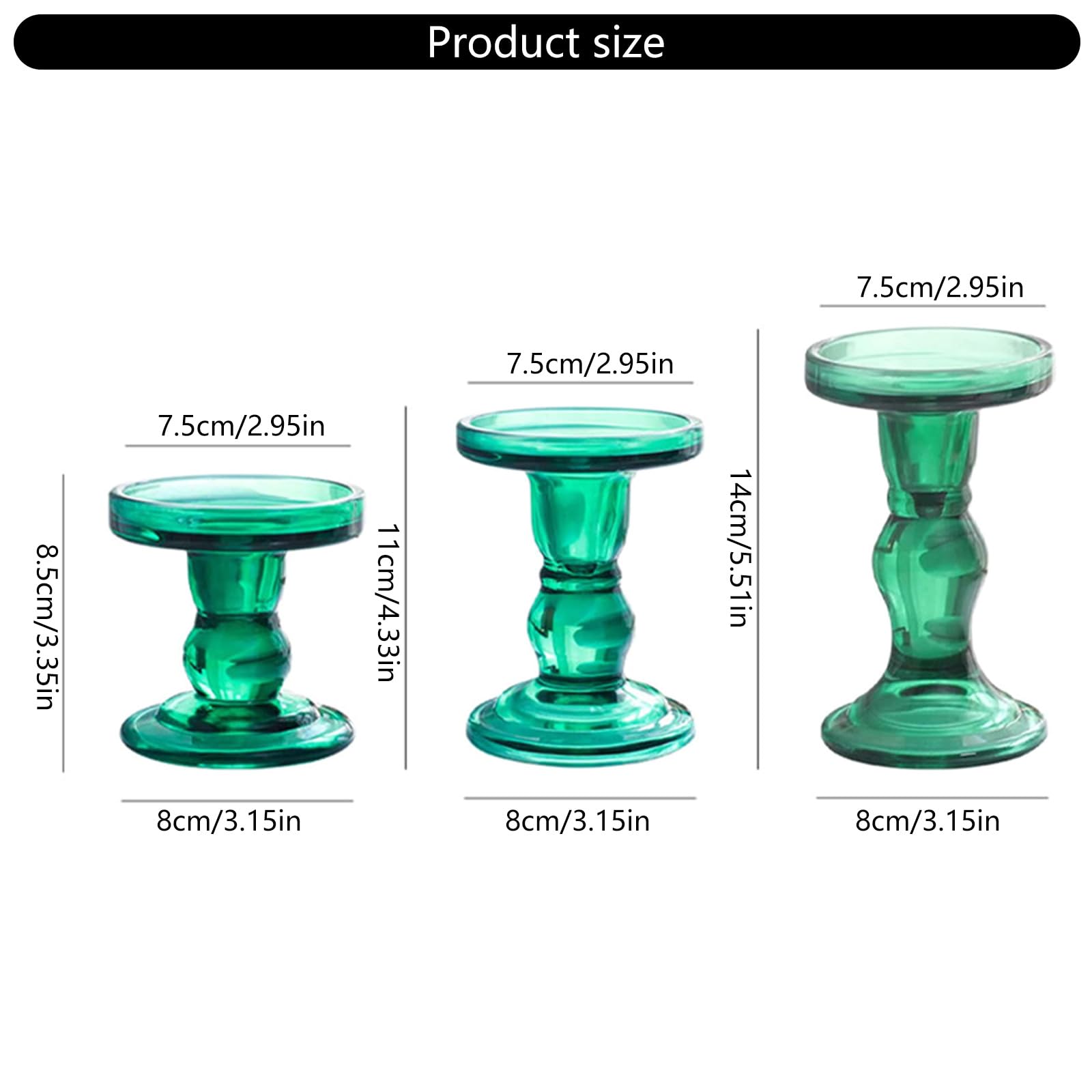 Dekoratives Glas Kerzenhalter Set, 3-teilig, römische Säulen Designs, Kerzenständer für abendliche Tischdekorationen, Glas Kerzenhalter