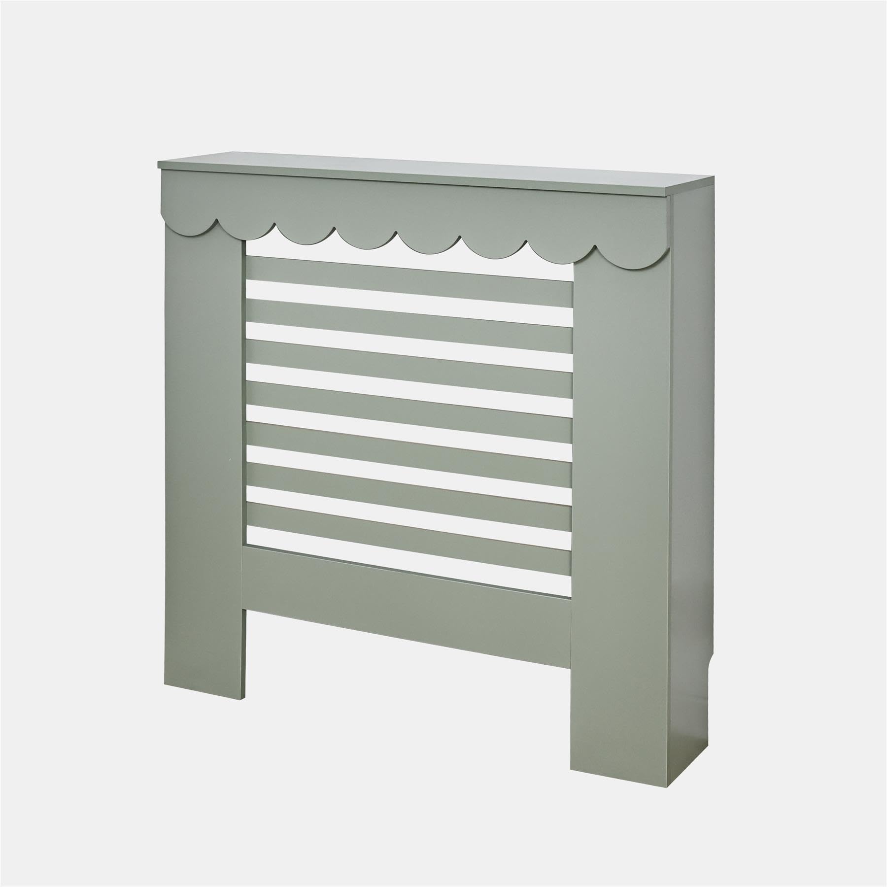 OHS Small Hallway Radiator Cover, Scallop Edge Shelf Top Cover, Sage Green
