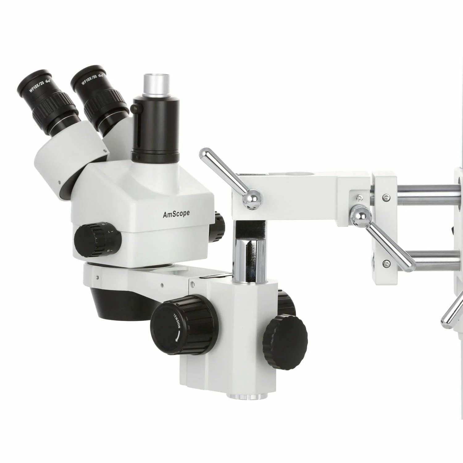 AmScope 3,5 x -90 X simul-focal estéreo Zoom microscopio en doble brazo Boom soporte con 144-LED – Anillo de luz