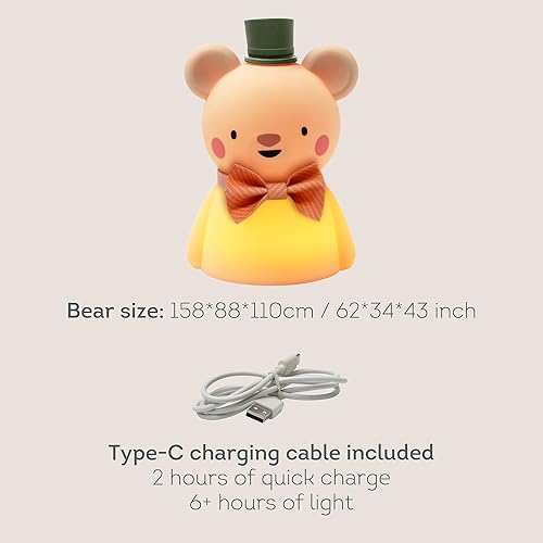 Miniatura 7 de Taf Toys Luz nocturna de silicona para niños, niveles de brillo ajustables y temporizador de 30 minutos, control de grifo, 3 niveles regulables,