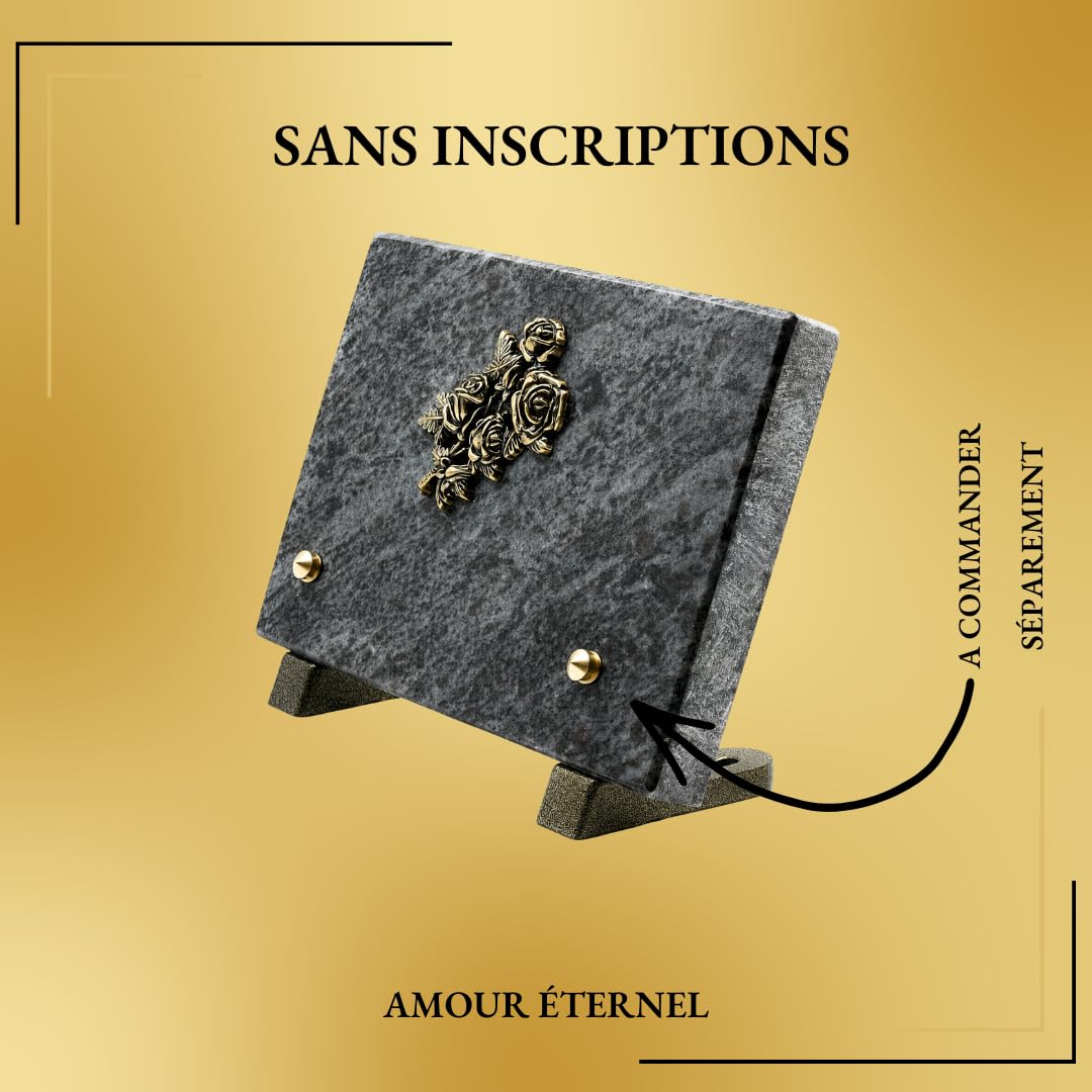 PAR - Plaque funéraire sans inscriptions - Inters pré-gravés à acheter séparement (RECTANGLE SANS INSCRIPTION)