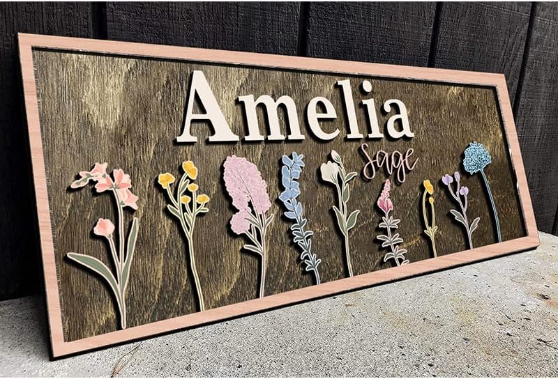Custom Name Sign for Nursery, Nursery Name Sign for Girls, Wildflowers Nursery Sign, Personalized Baby Name Sign, A16
