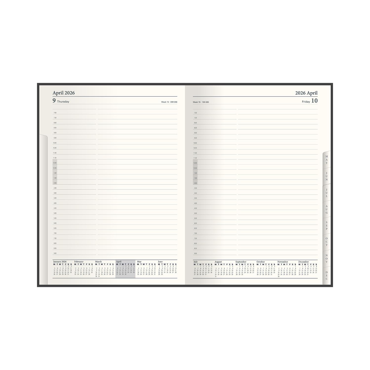 Collins - Classic - Manager 2026 12 mesi Calendario Anno Planner, Giorno per Pagina con Appuntamenti Diario - Nero (1200V.99-26)