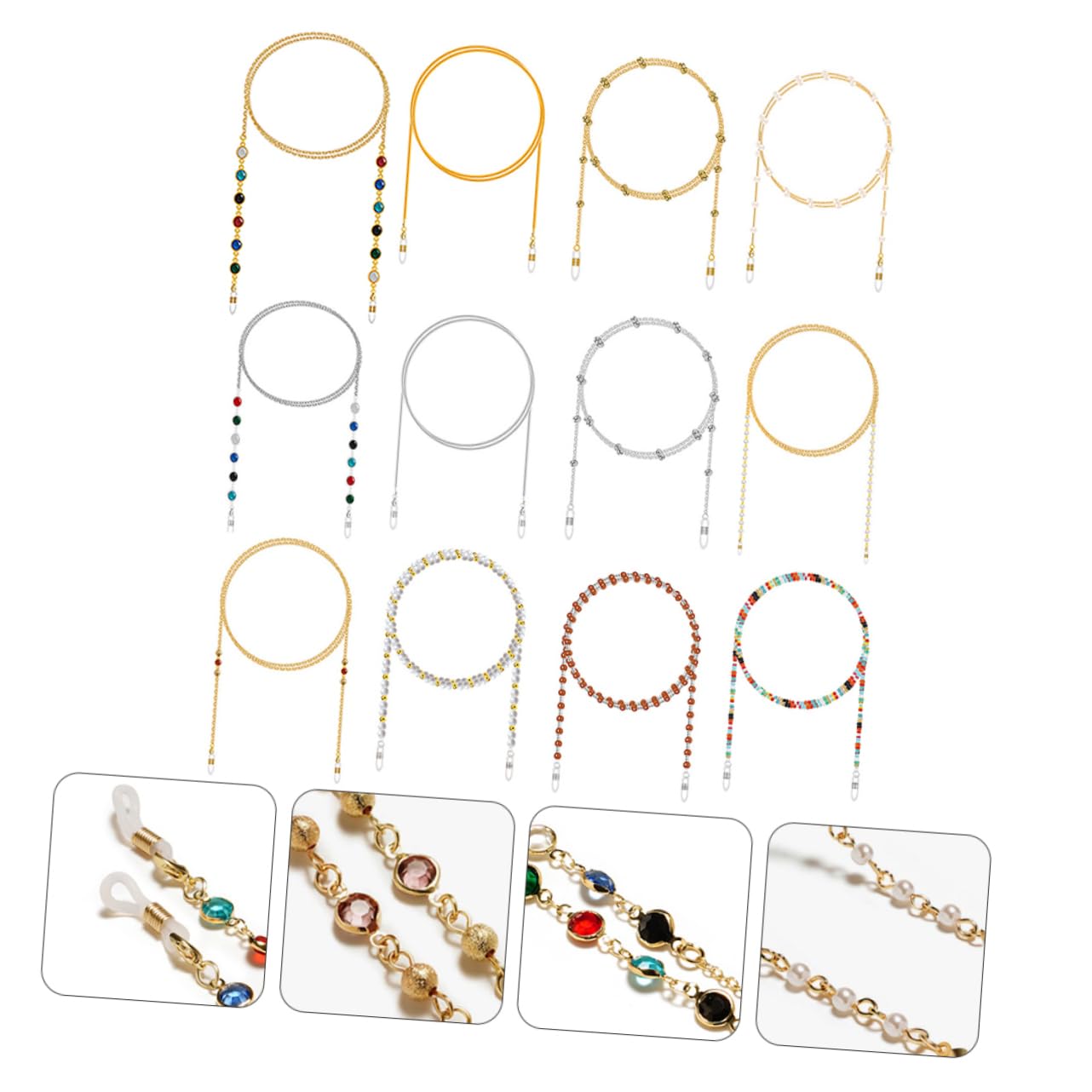 GALPADA 12 Piezas Cadena para Gafas de Sol Cordón Antipérdida de Metal para Gafas Cadena de Moda para Mujer de Cordón para Uso Diario