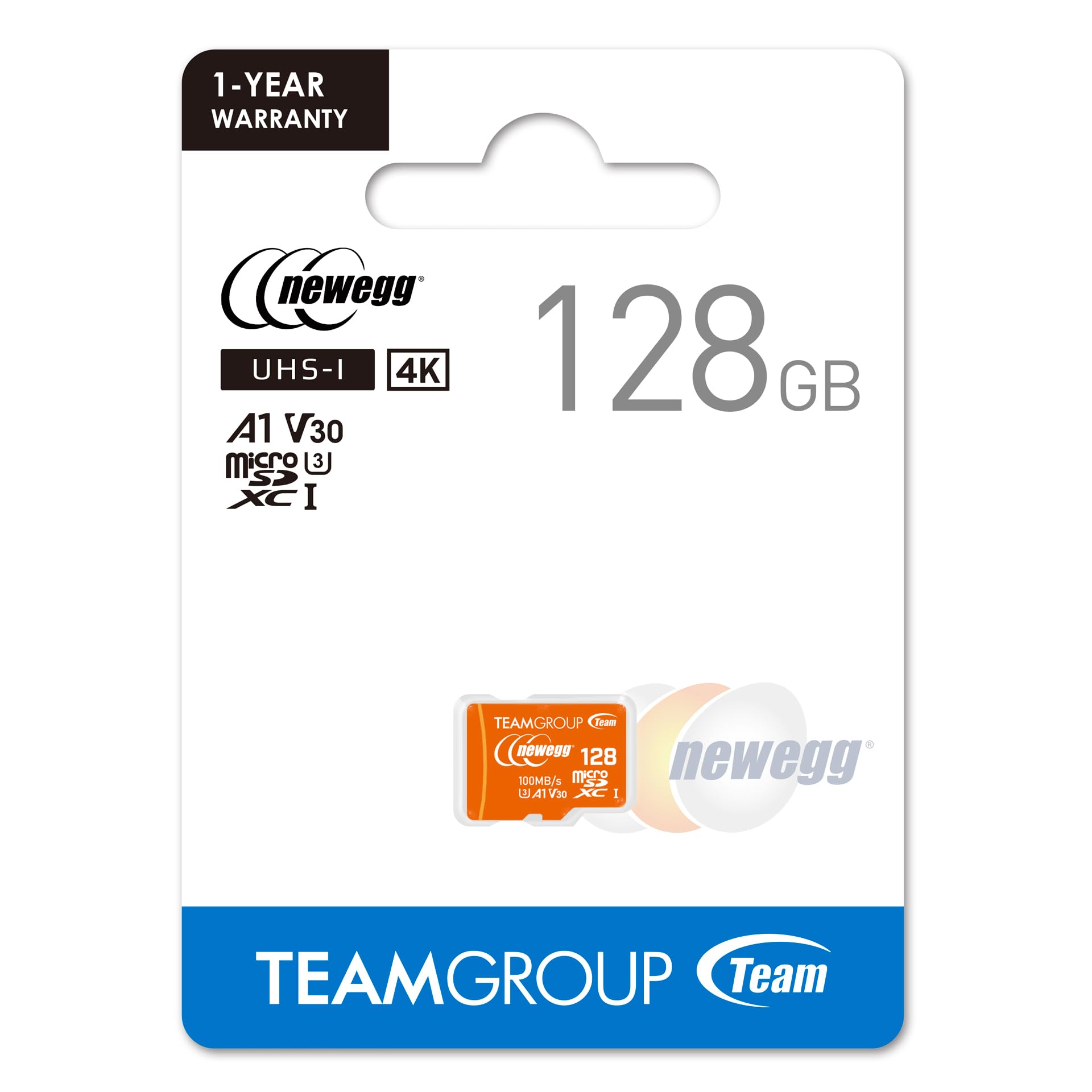 NEWEGG Scheda microSDXC A1, velocità di lettura fino a 100 MB/s, 128 GB per fotocamere, droni e smartphone Android, 4K UHD U3 V30, TUSDX128GIV30A172