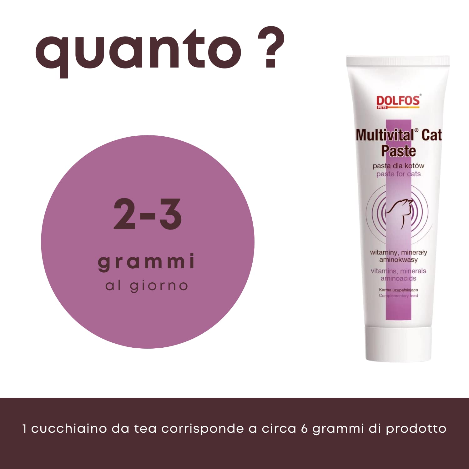 Multivital Cat Paste Multivitaminico per Gatti - Mic di Vitamine, Aminoacidi e Componenti Minerali per tutti i Gatti - Confezione 100 gr