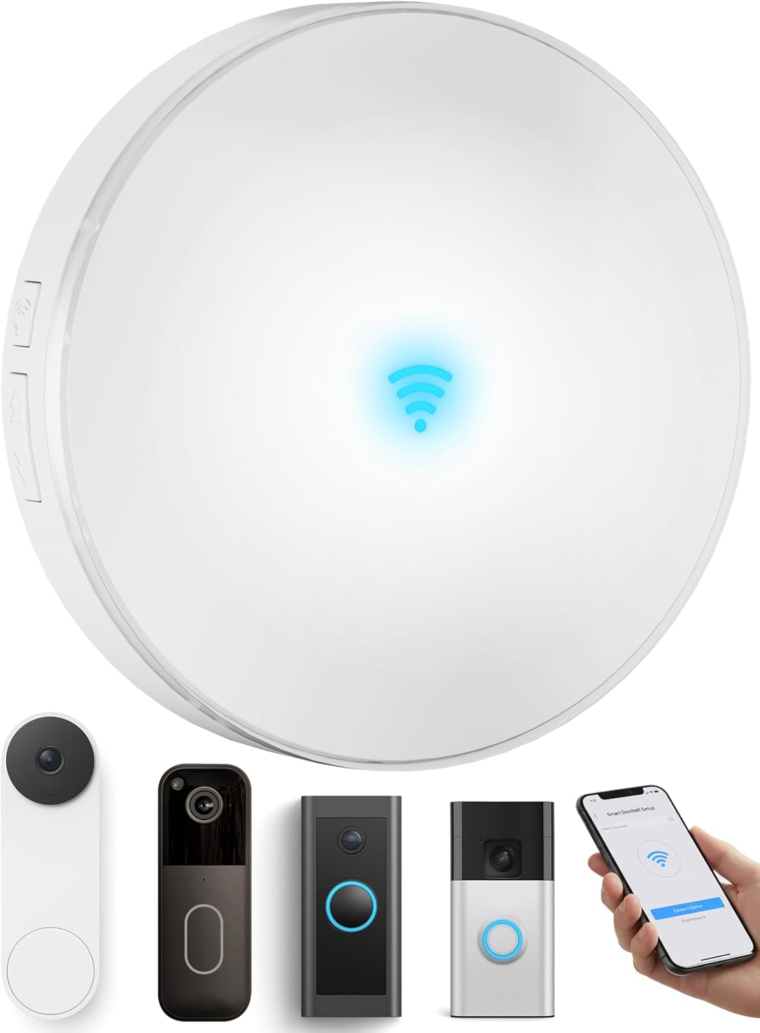 Smart WiFi Wireless Doorbell Chime, Compatible with Ring/Blink/Google Nest, Compatible with Alexa, No Wiring/Subscription,No Range Limits,58 Chimes 5 Volume Levels, Ideal for Large Homes/Villa