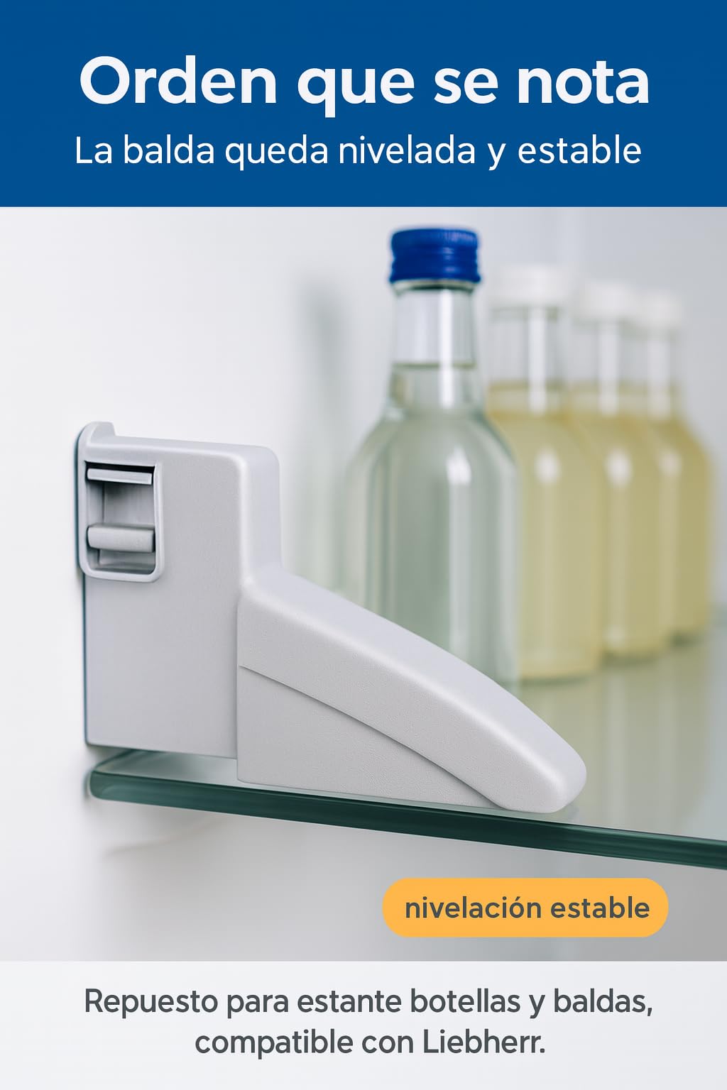 RECAMBIOS DREYMA Soporte Baldas Frigorifico Derecho Izquierdo Compatible con Liebherr 115x61x37mm Blanco Fijacion Estante Botellas K4260 7430208 7433698 7426776 7426772 7433698 Lateral Robusto HD