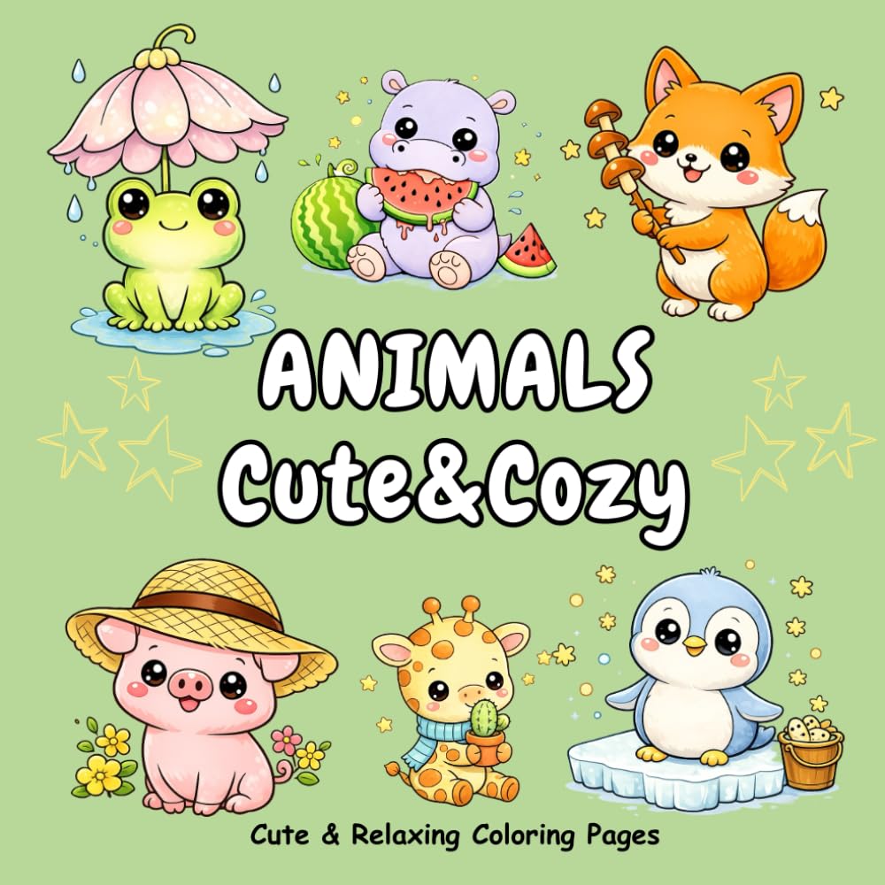 Cute & Cozy Animals: Cute & Relaxing Coloring Pages (Cute & Cozy Coloring Series)