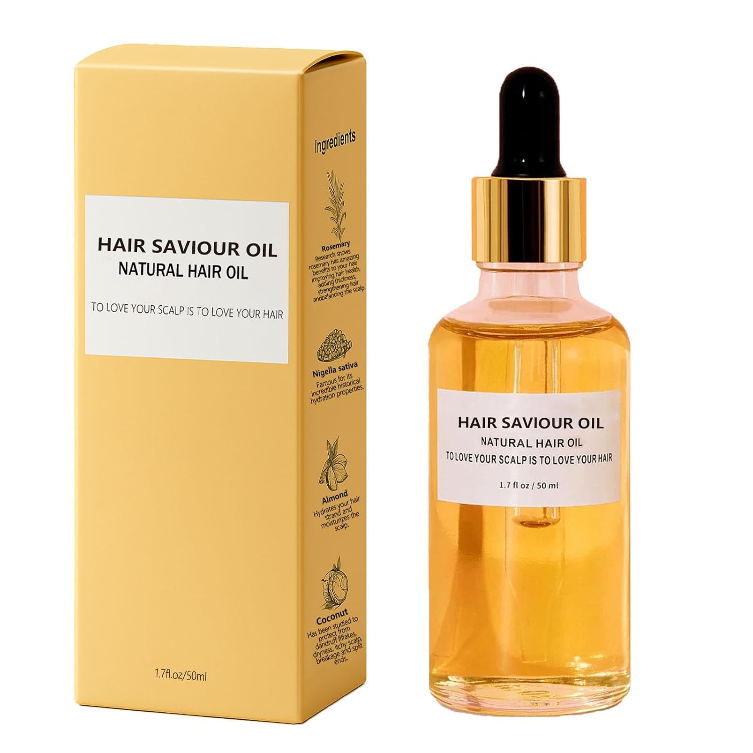 Hair Saviour Oil – Natural Hair Oil for Dry & Damaged Hair, Nourishing Treatment with Rosemary & Coconut Oil, Adds Shine & Controls Frizz, Lightweight Scalp Care Hair Saviour Oil – Natural Hair Oil for Dry & Damaged Hair, Nourishing Treatment with Rosemary & Coconut Oil, Adds Shine & Controls Frizz, Lightweight Scalp Care