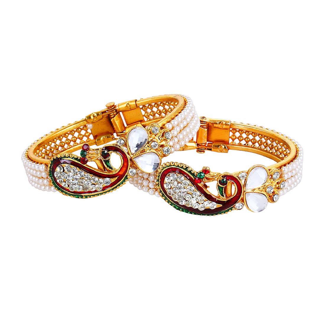 YouBella Dancing Peacock American Diamond Gold Plated Bangles for Women (B019GTX70A) Amazon Price History, Amazon Price Tracker